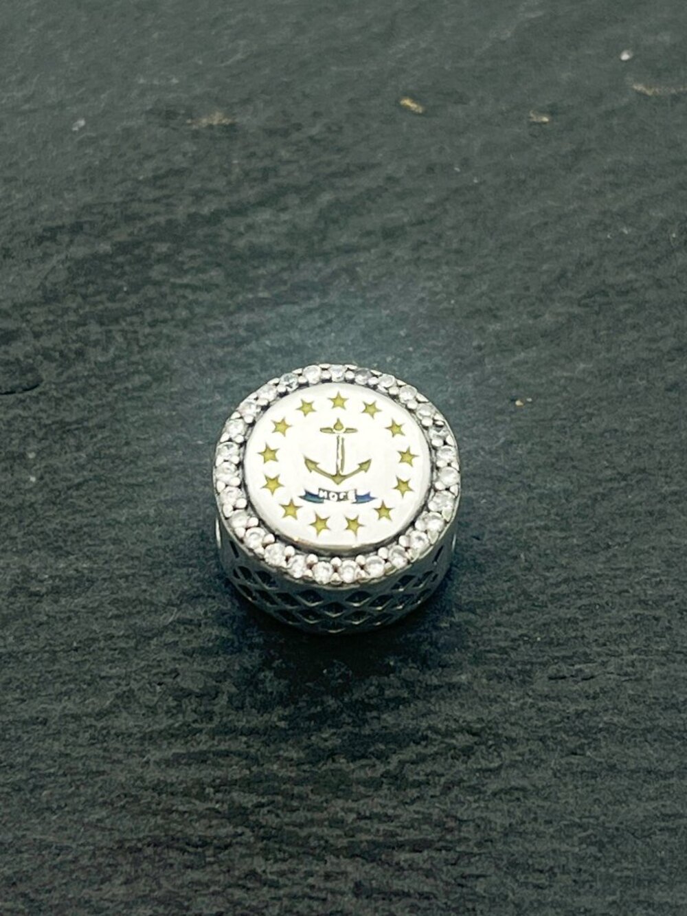 Pandora Rhode Island Flag Exclusive Charm Sterling Silver Bead Charm Jewelry